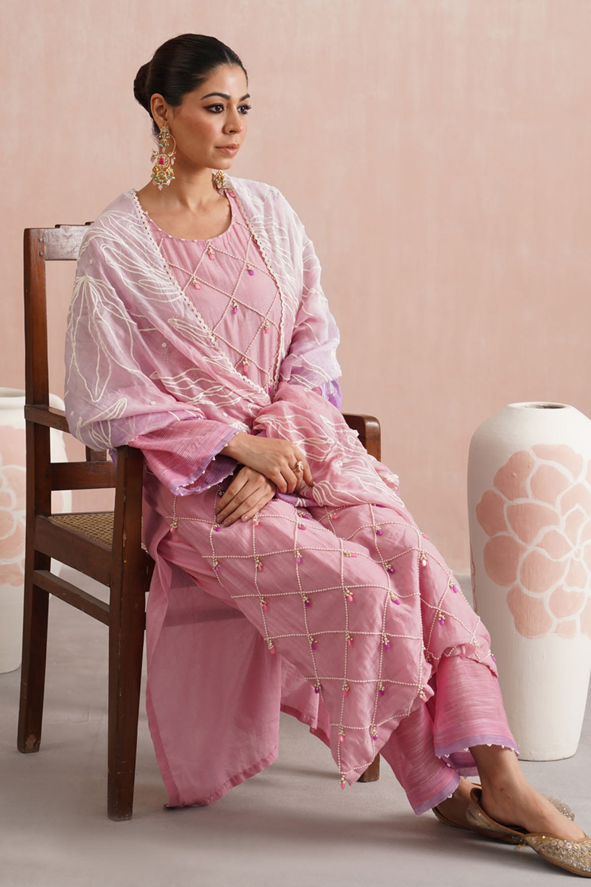 Pink Jewel Embroidered Kurta Set