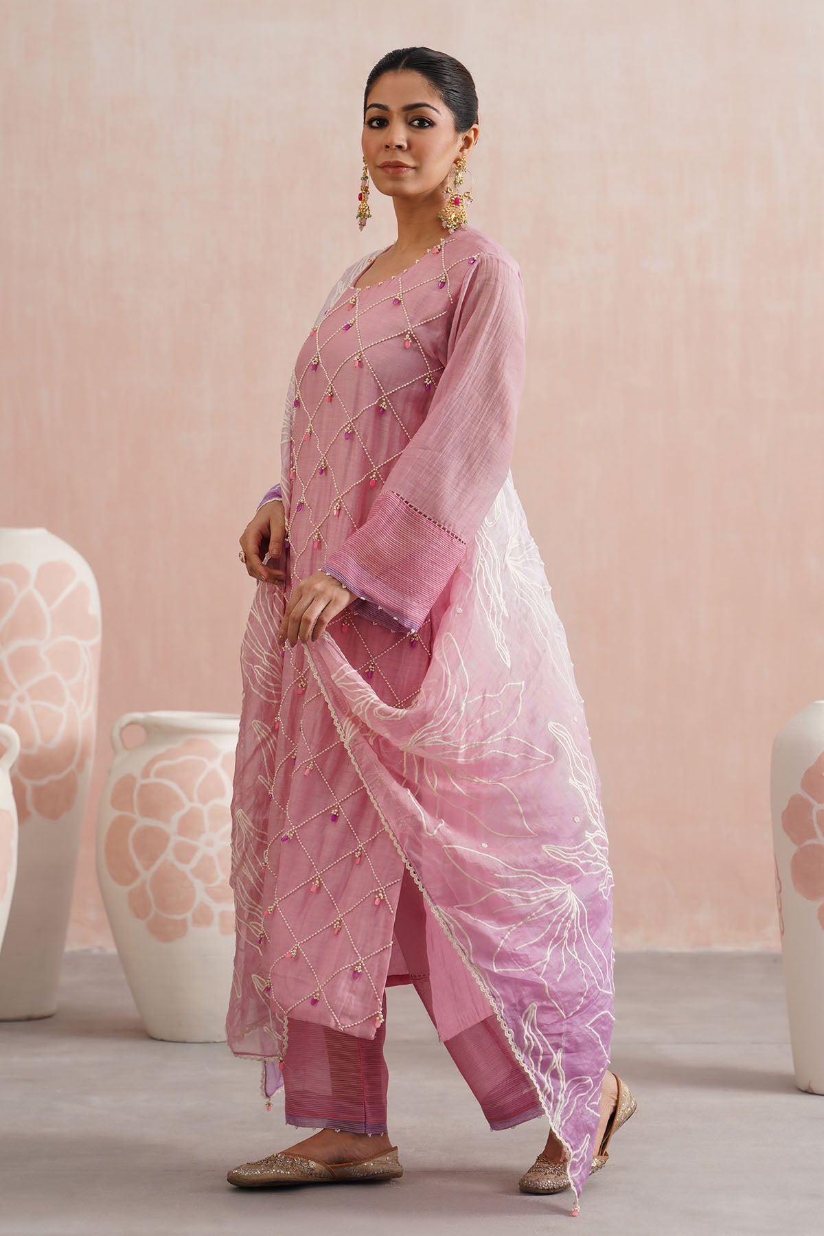 Pink Jewel Embroidered Kurta Set