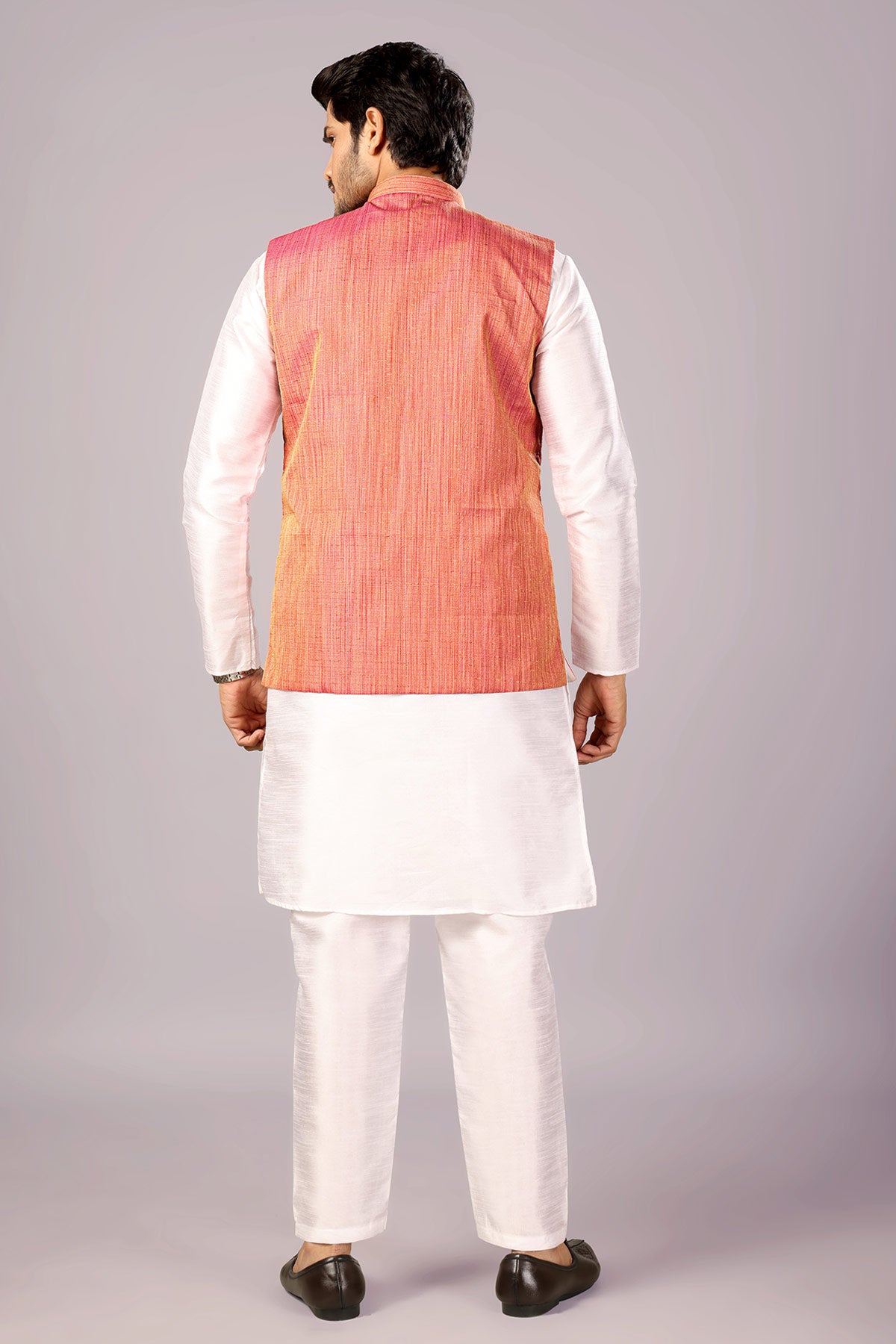 Pink Khadi Cotton Bundi Jacket