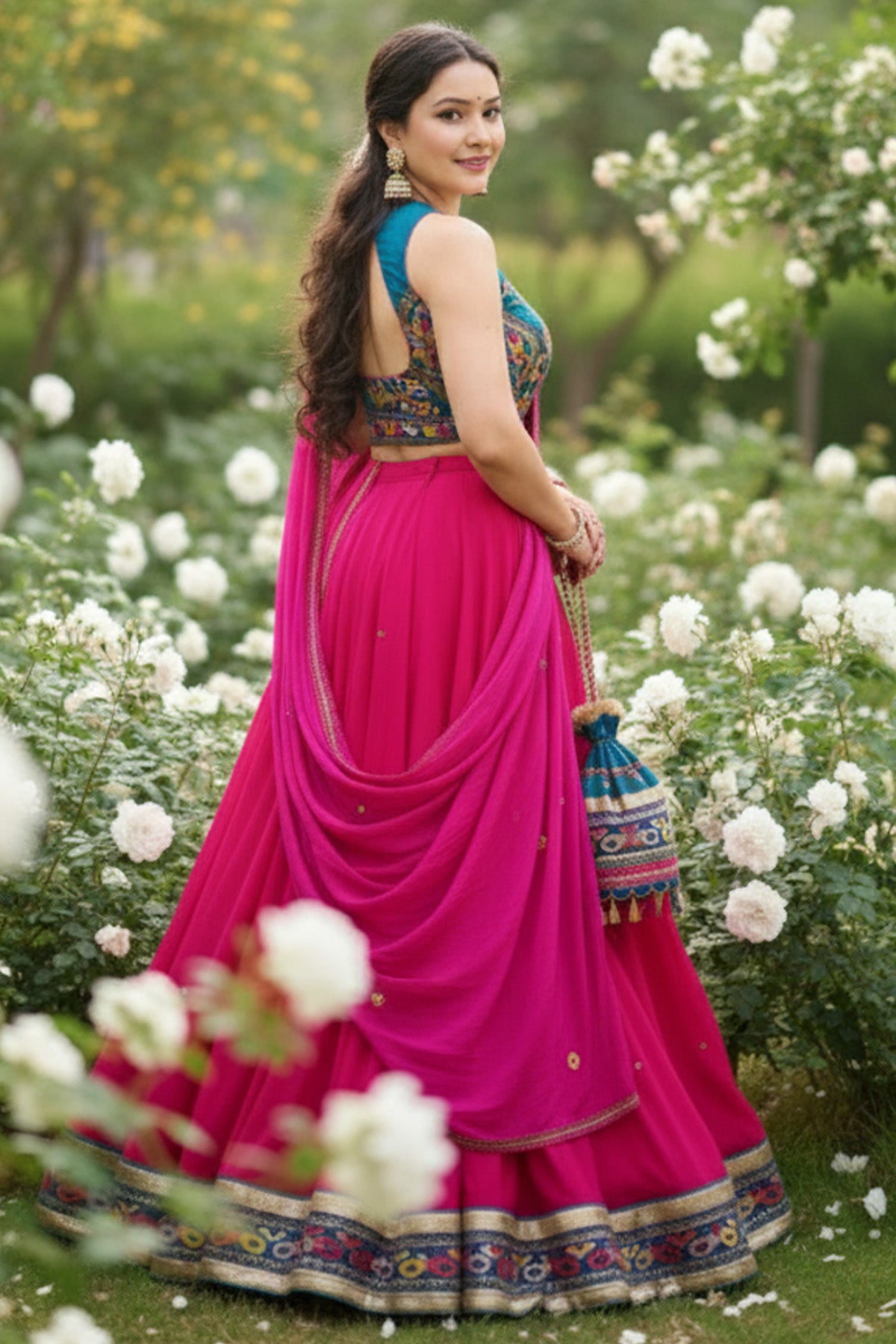 Pink Kutchi Motif Lehenga Set