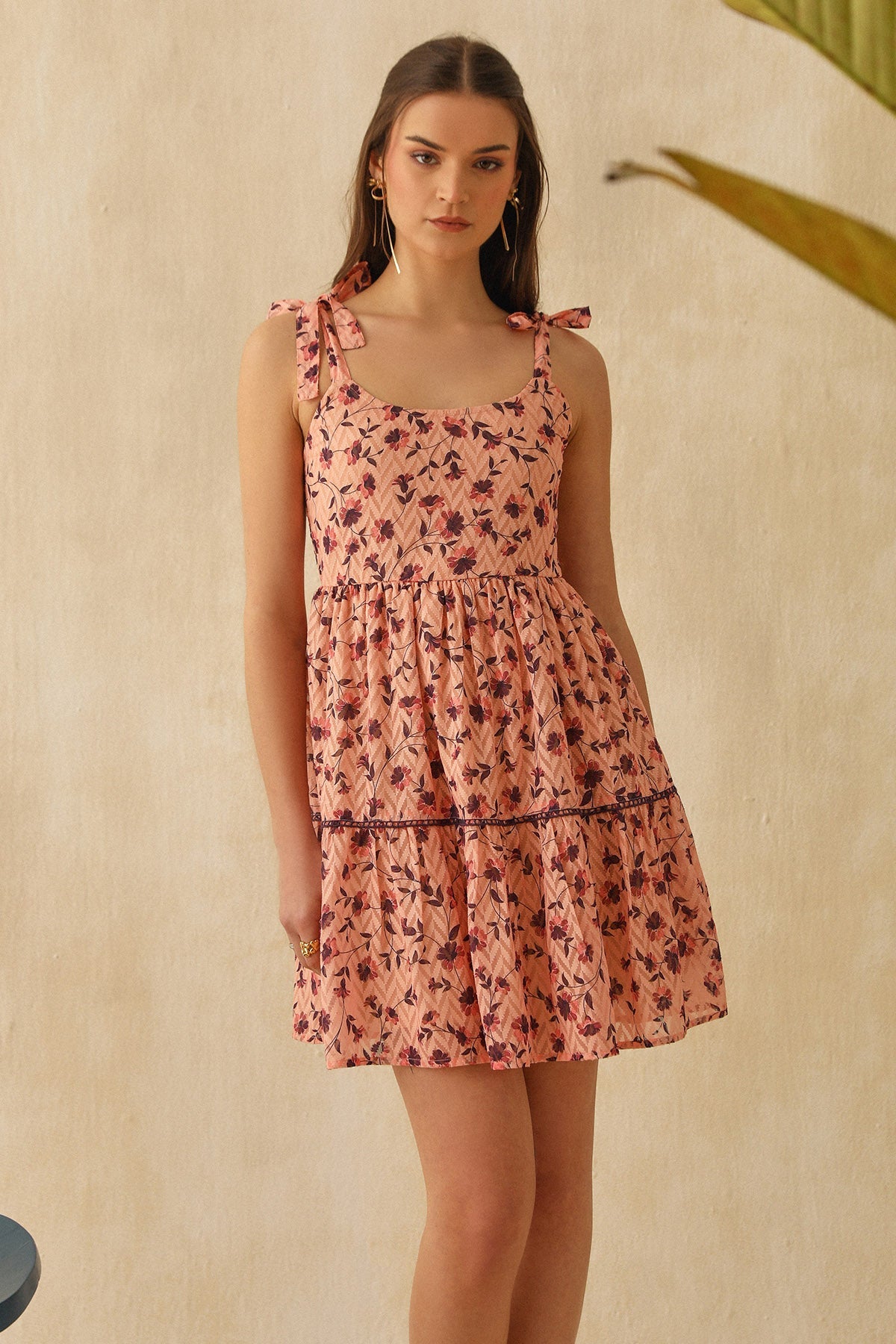 Buy Pink Lace Detail Tiered Dress by Sewtable Clothing for Women online at ScrollnShops