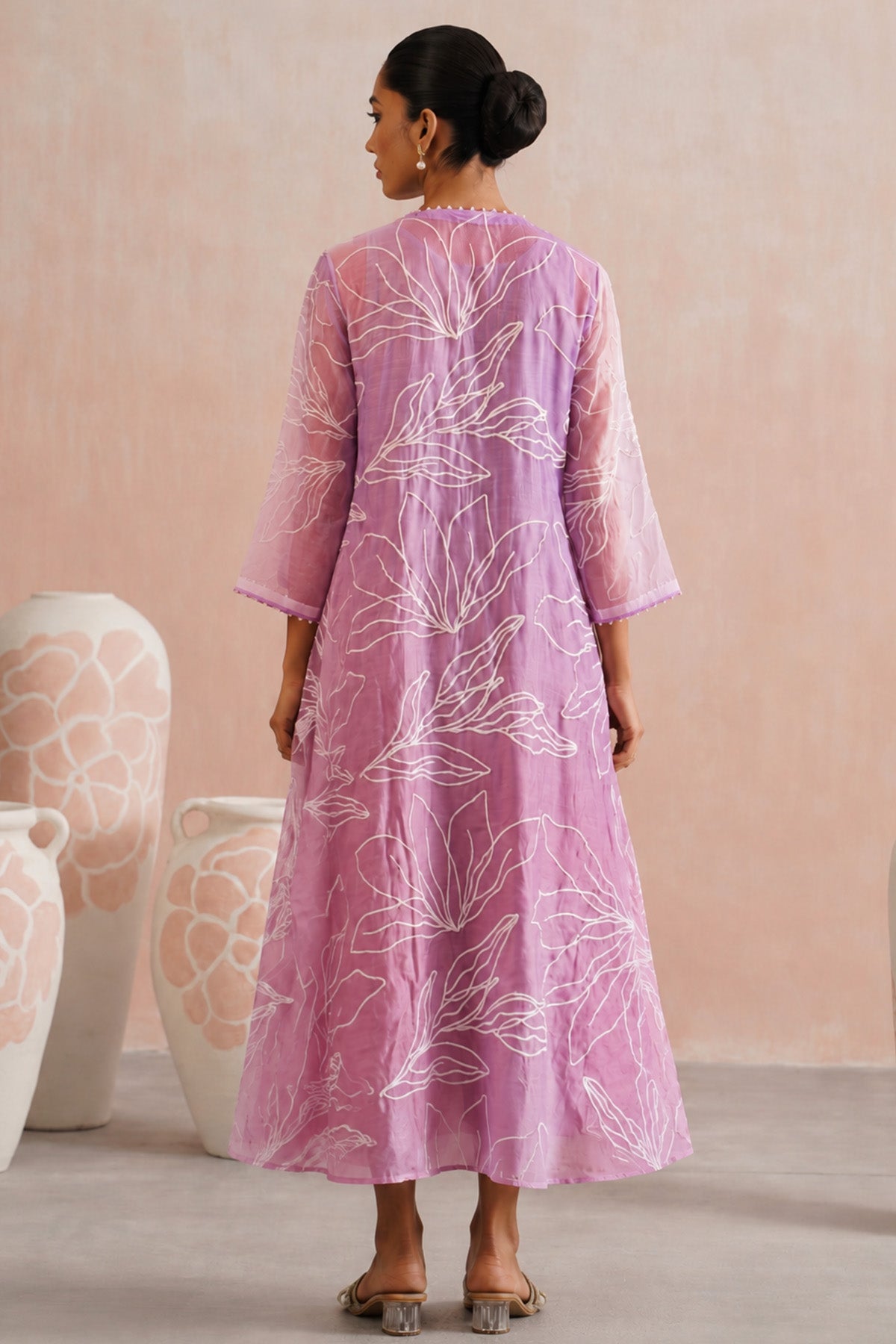 Pink & Lavender Chanderi Dress