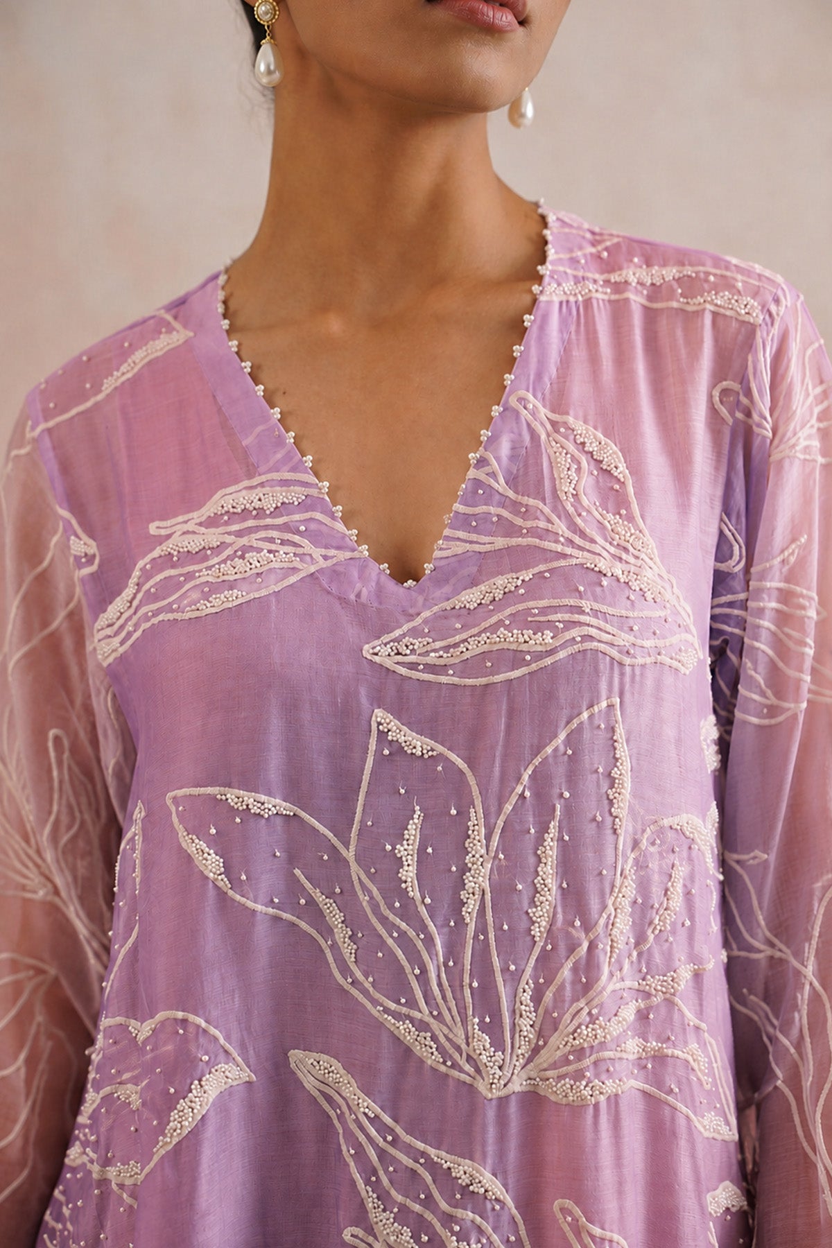 Pink & Lavender Chanderi Dress