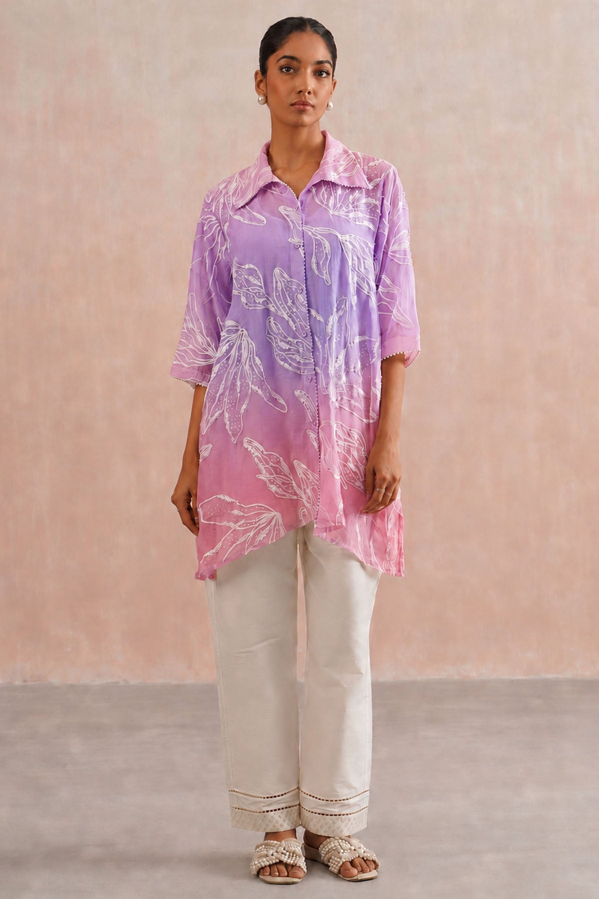 Buy Pink & Lavender Pearl Kurta Set for women by Ugna by Unnati online available at scrollnshops