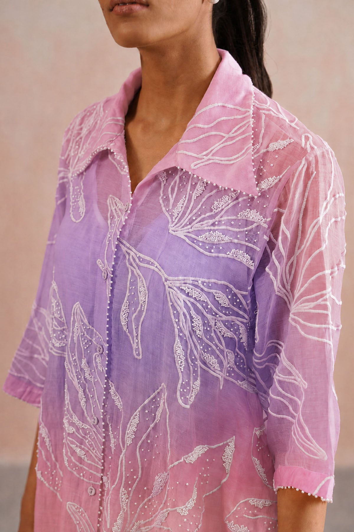 Pink & Lavender Pearl Kurta Set