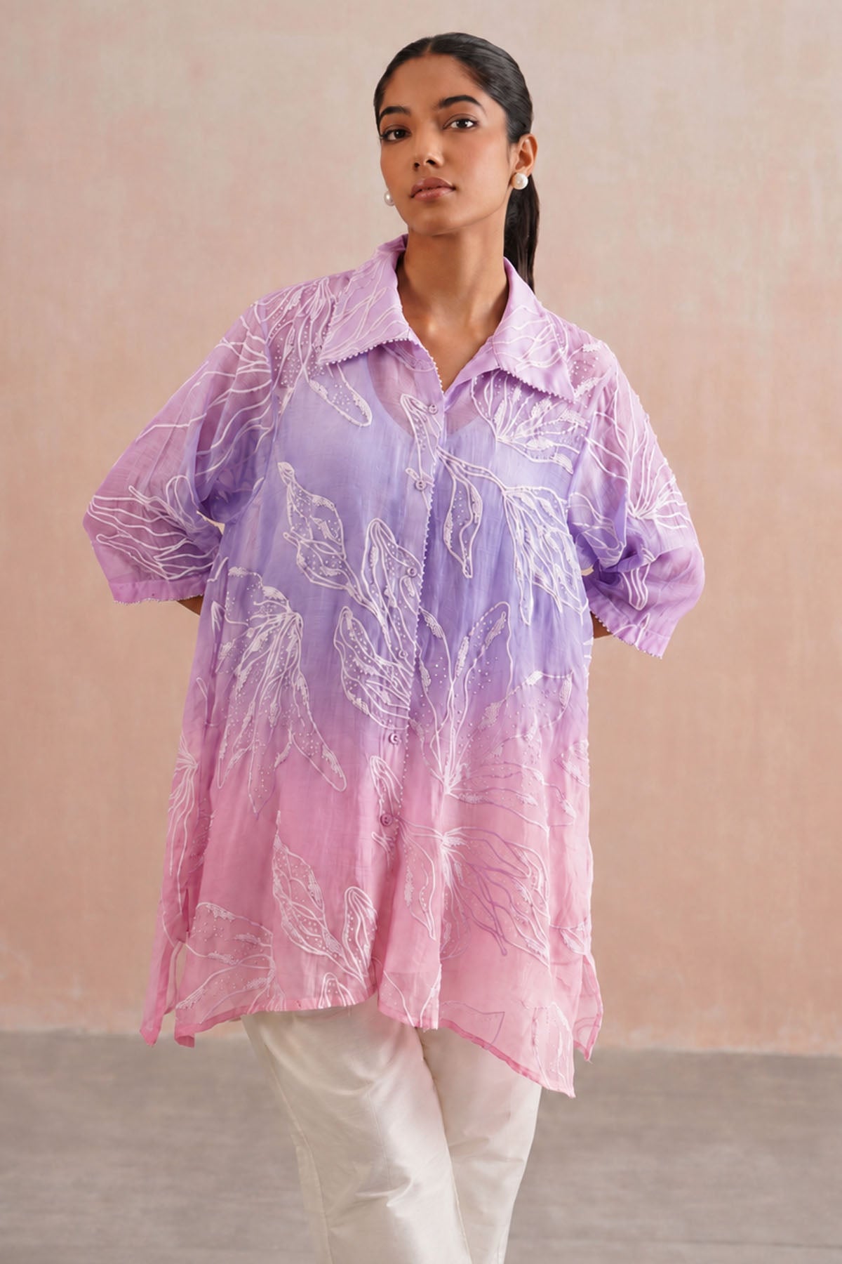 Pink & Lavender Pearl Kurta Set