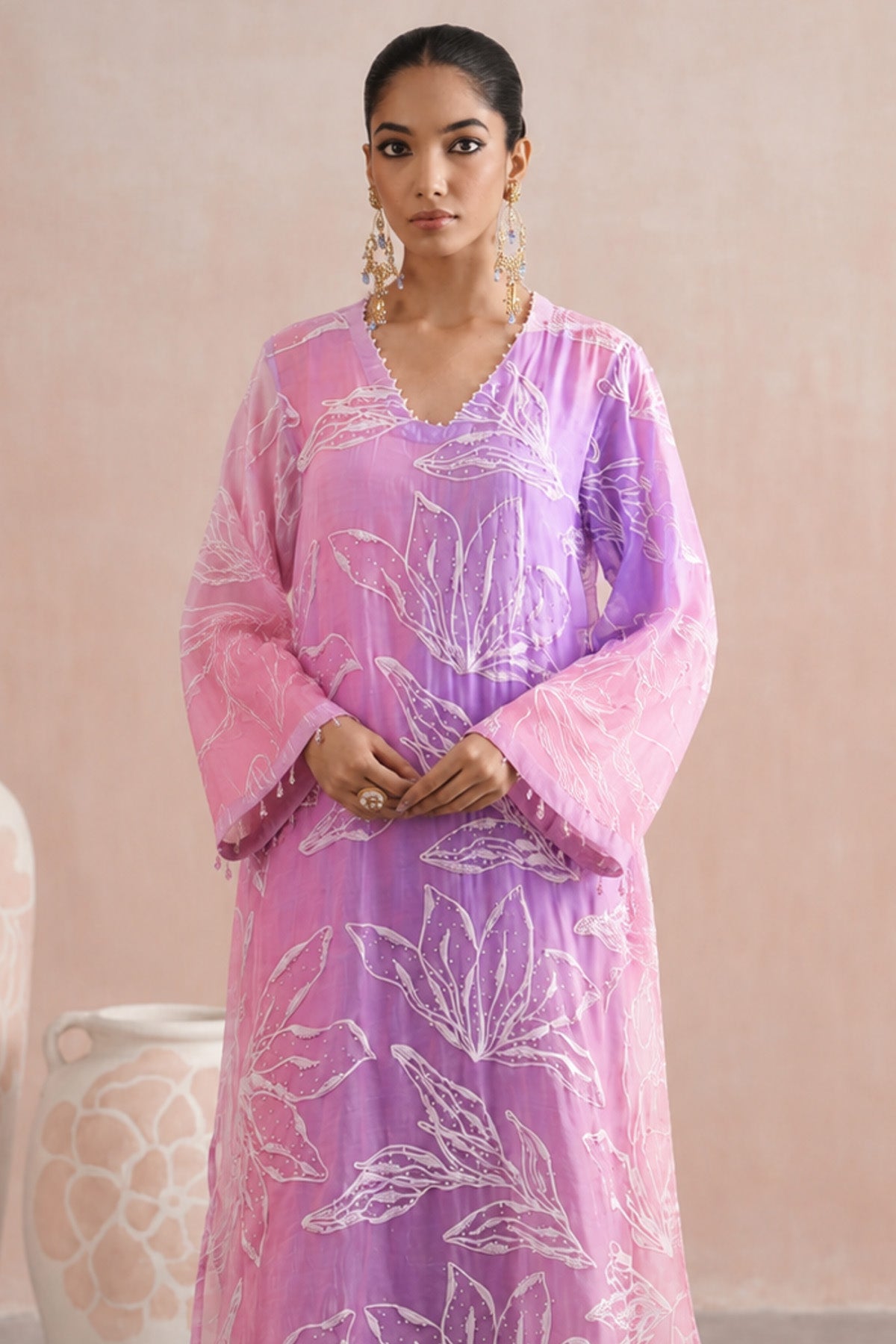 Lavender & Pink Pearl Kurta Set