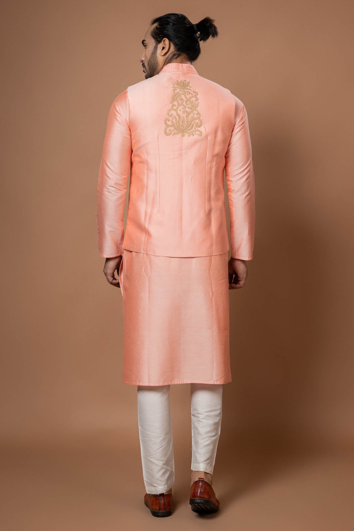 Pink Layer Embroidered Bundi Set