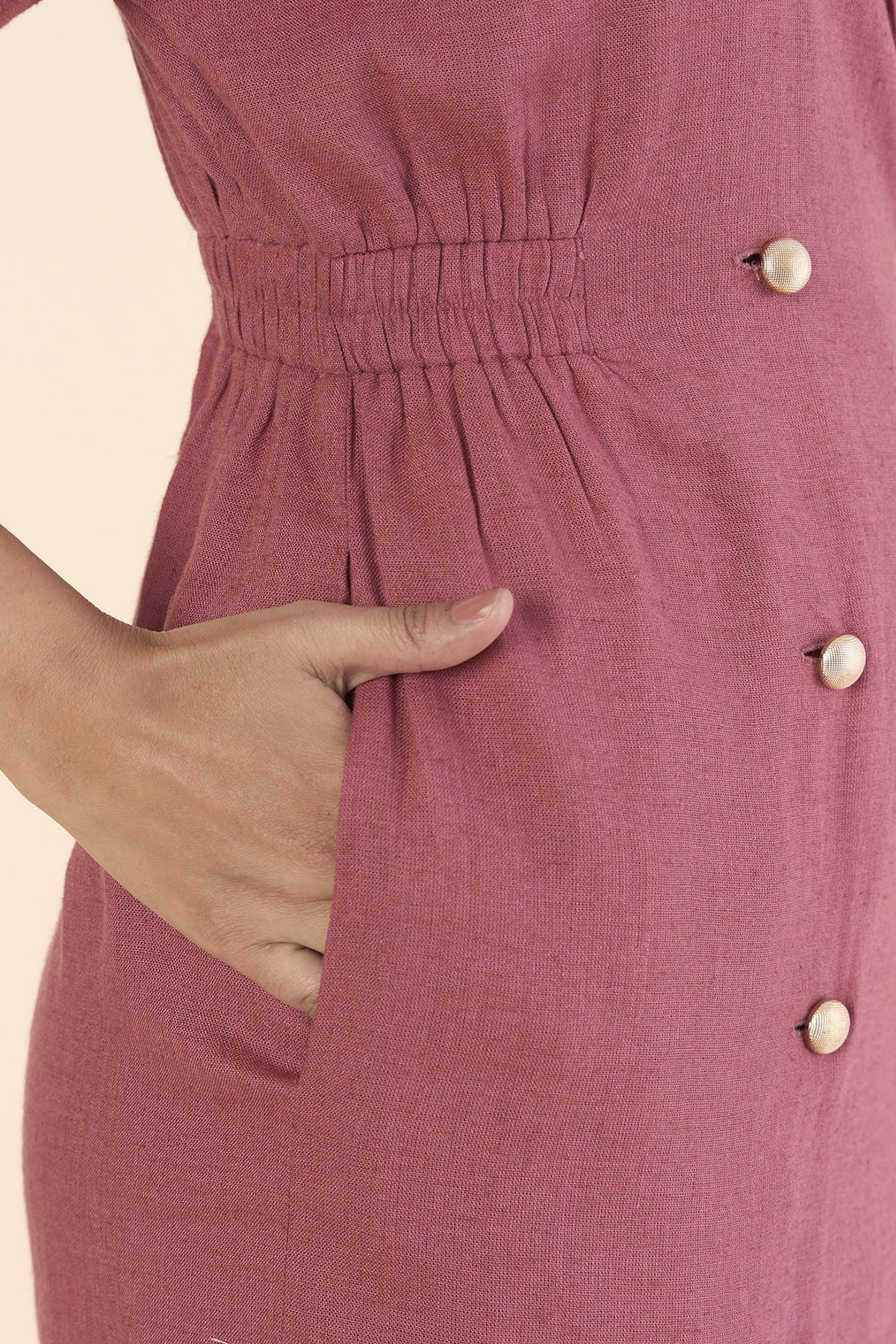 Pink Linen Blend Blazer Dress