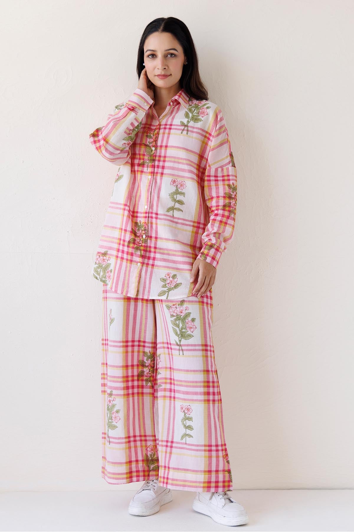 Pink Loose Fit Collar Shirt