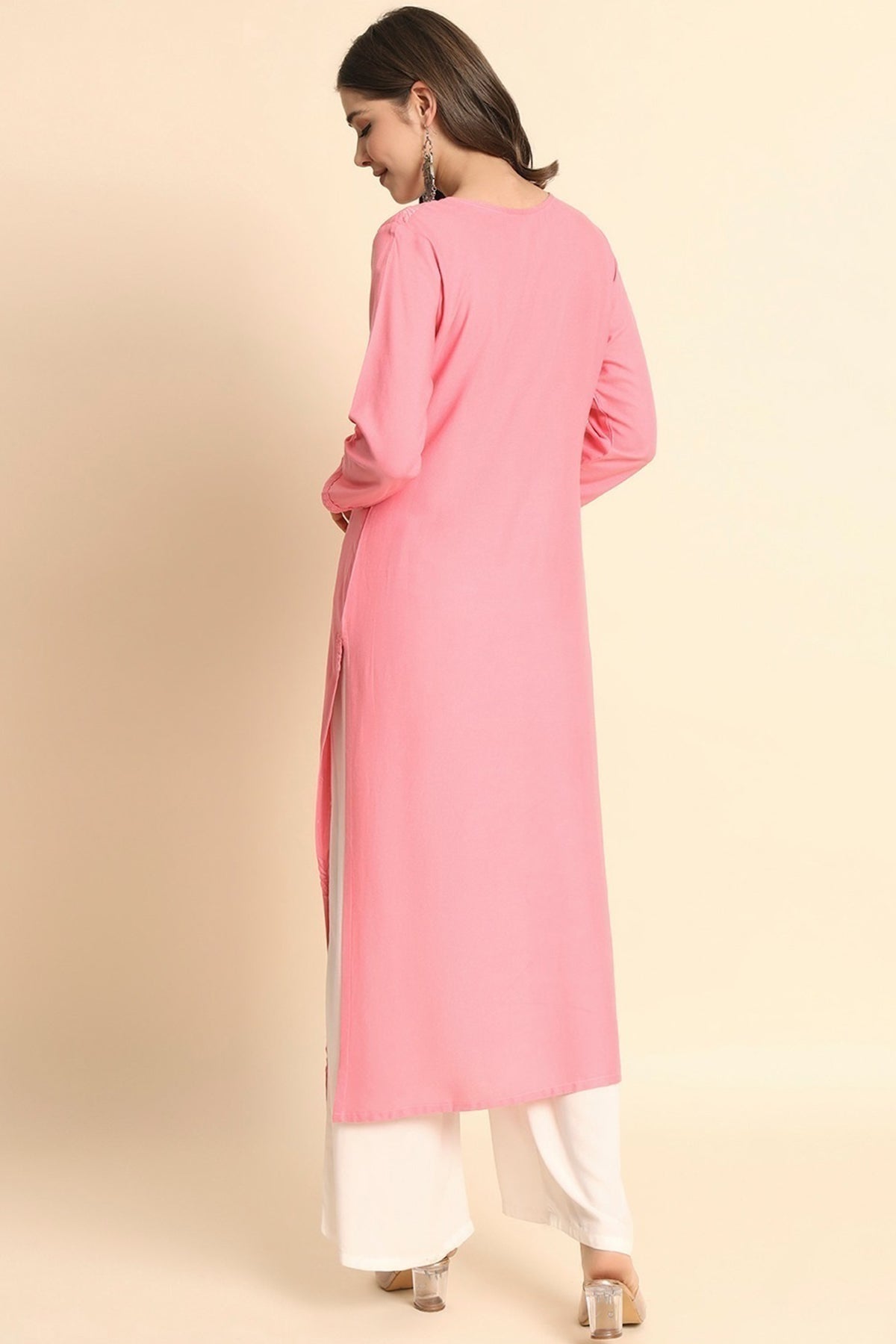 Pink Lucknowi Chikankari Kurta