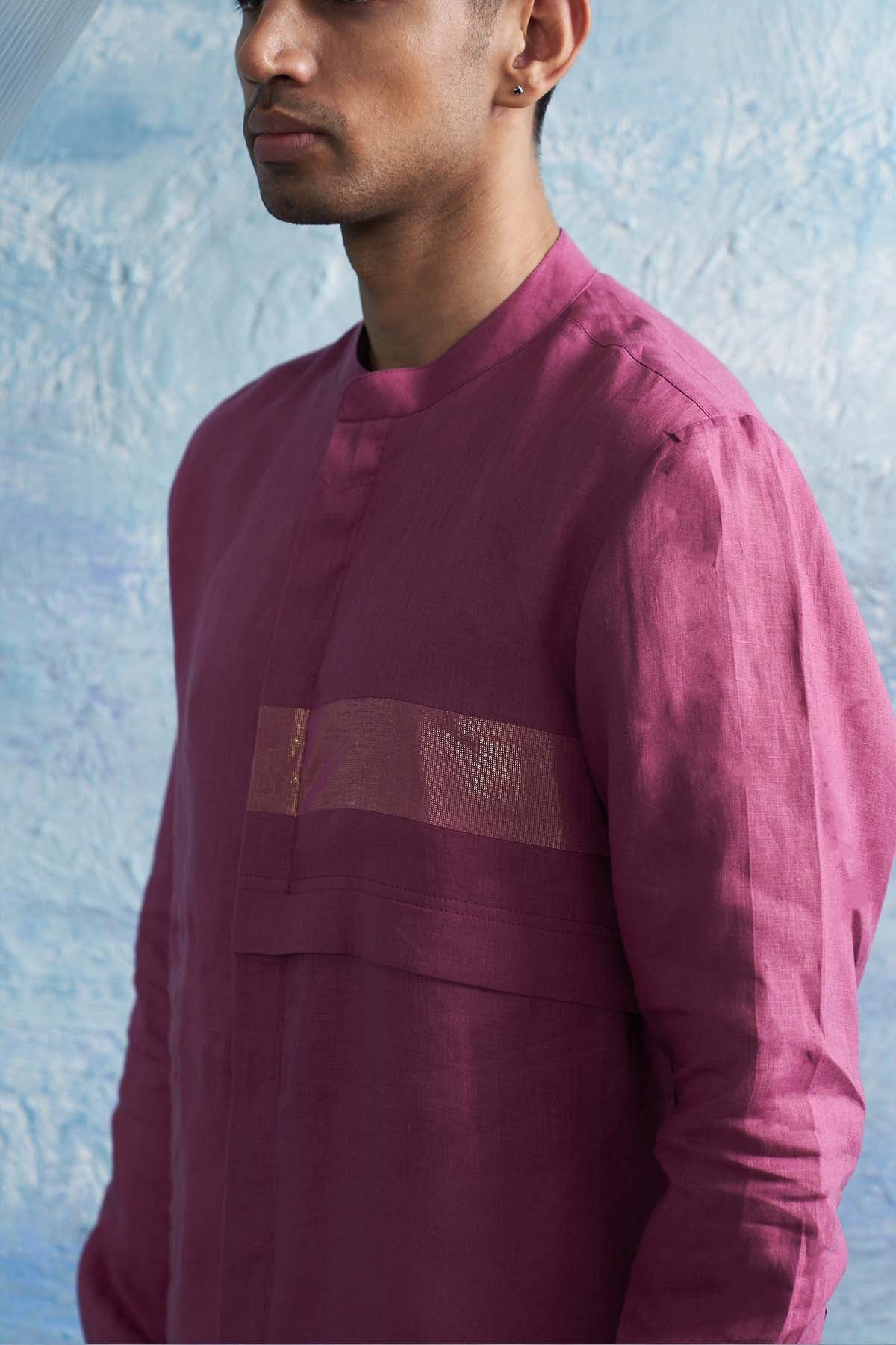 Pink Mandarin Collar Kurta Set