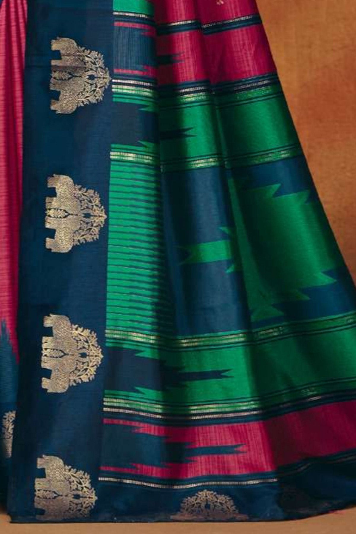 Pink Manipuri Foil Work Saree