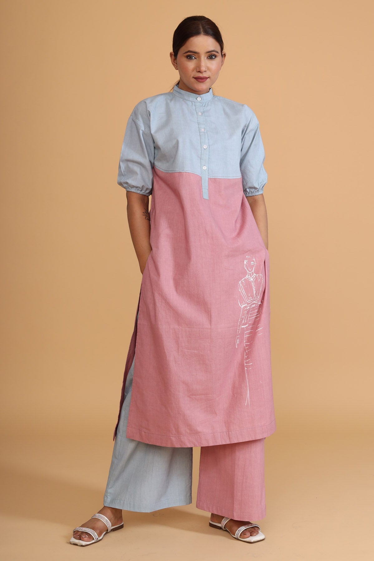 Pink Mint Double Shaded Pants - Stylish Cotton Poplin Bottoms at ScrollnShops