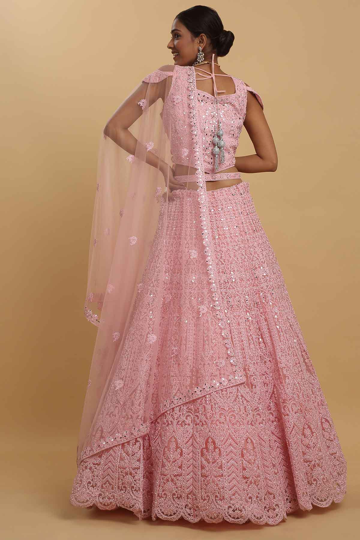Pink Mirror Leaf Lehenga Set