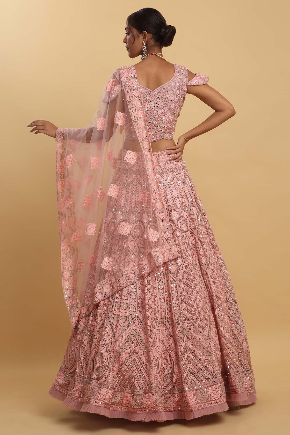 Pink Mirror Thread Lehenga Set