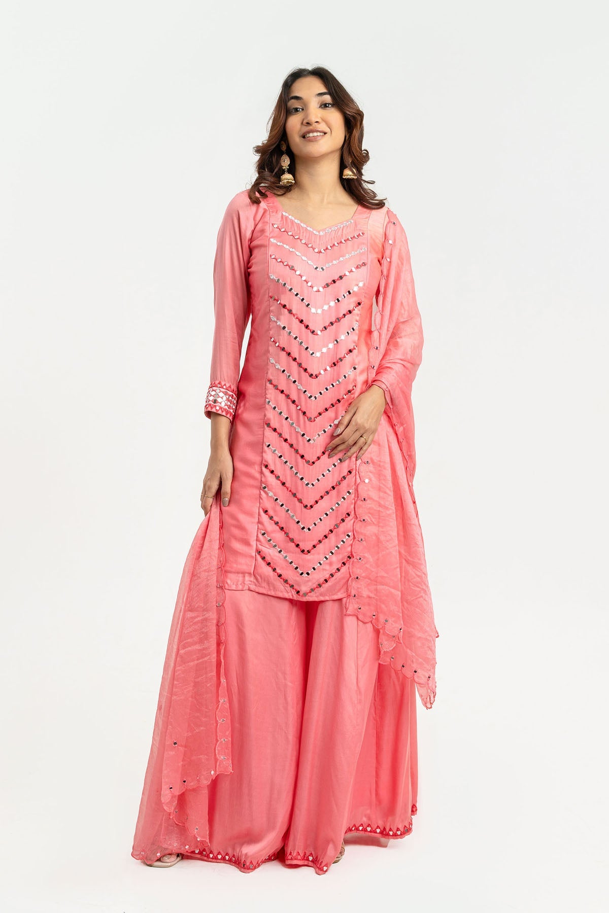 Buy Pink Mirror Work Palazzo Pants Online
