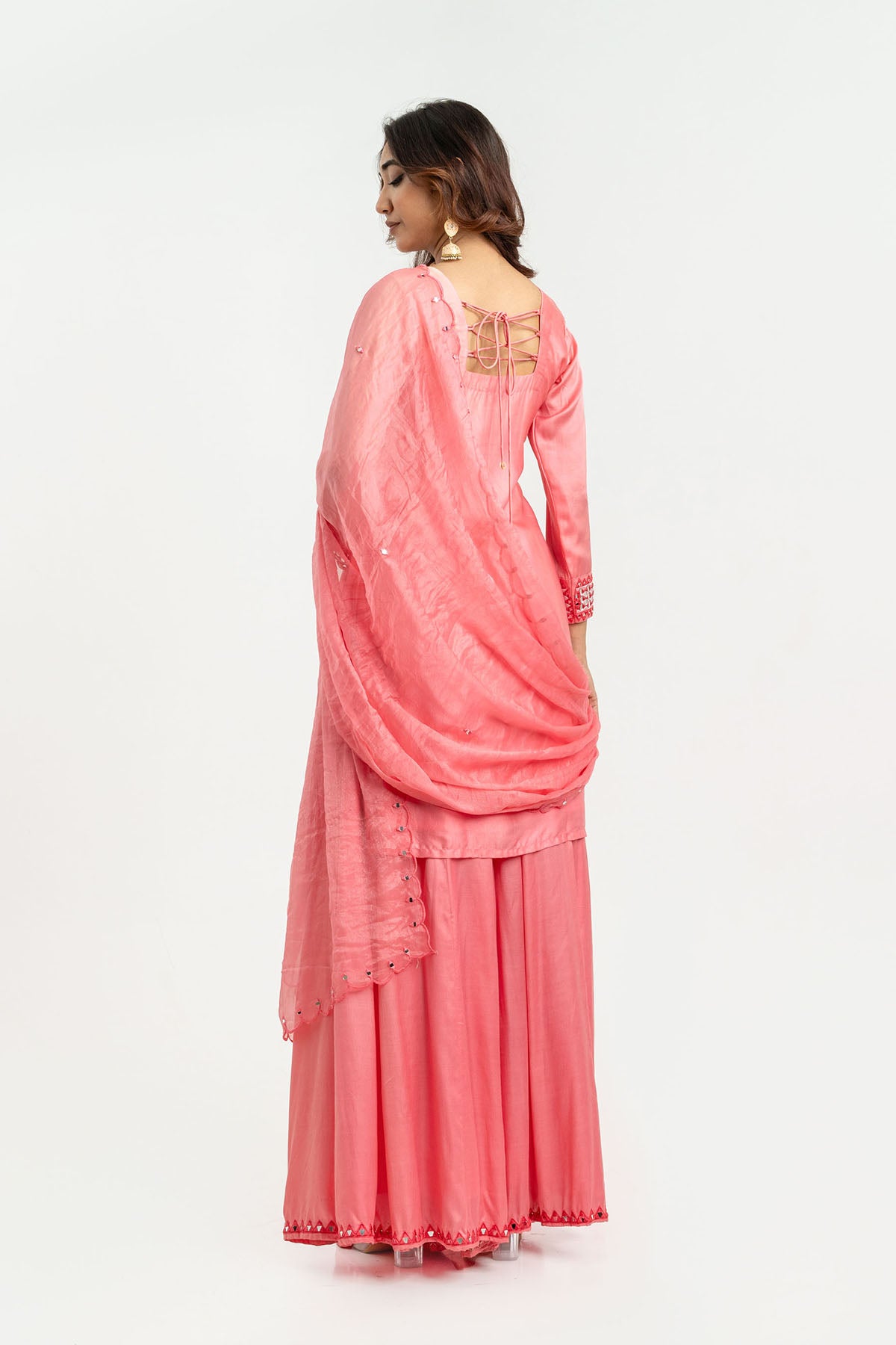 Pink Mirror Work Palazzo Pants