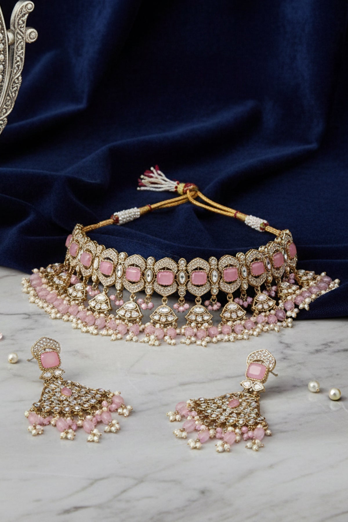 Buy Pink Mixed Metal Jewellery Set for women by Inko & Co online available at scrollnshops