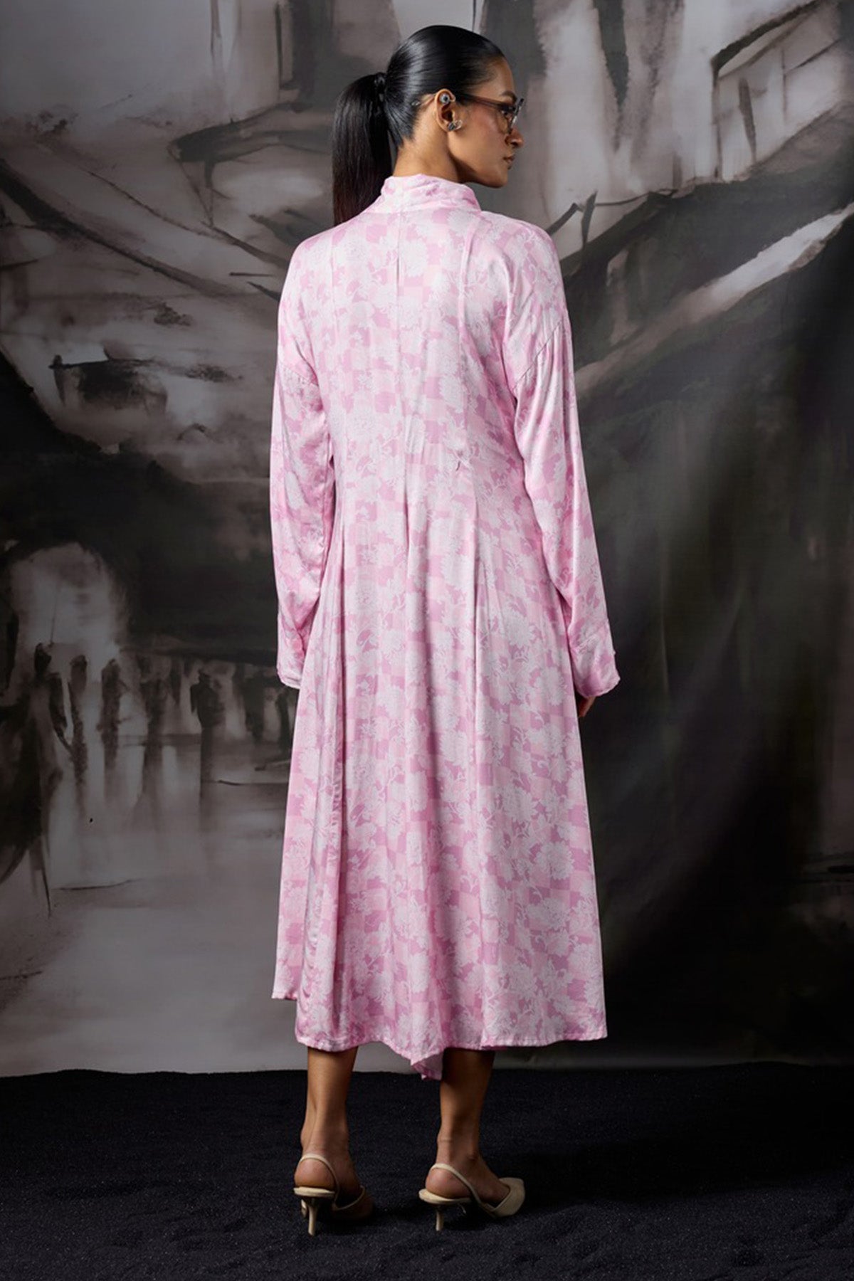 Pink Modal Satin Scarf Dress