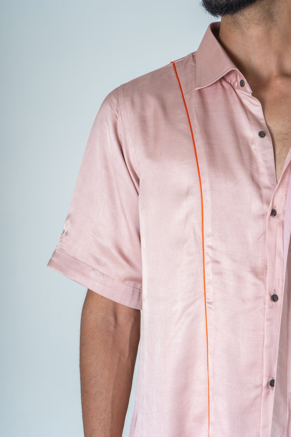 Pink Modal Silk Collar Shirt