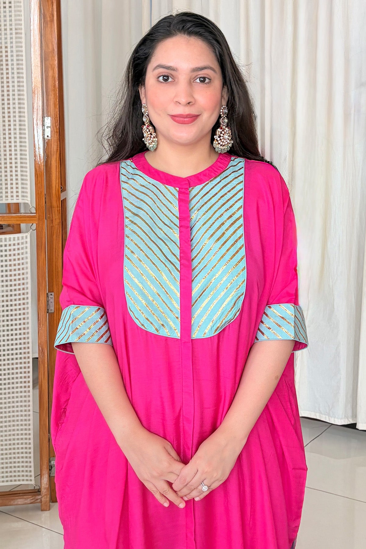 Pink Modal Silk Kurta & Pants