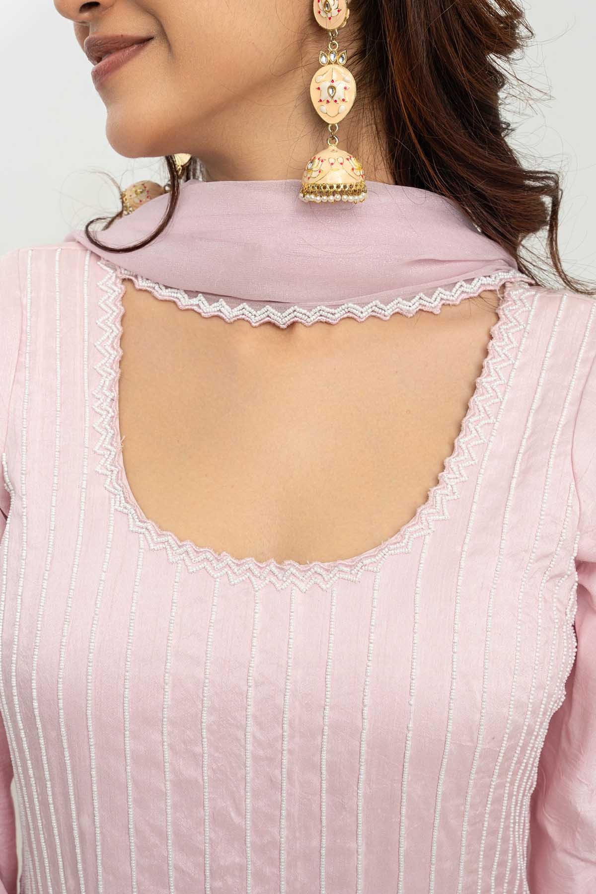 Pink Moti Embroidered Kurta Set