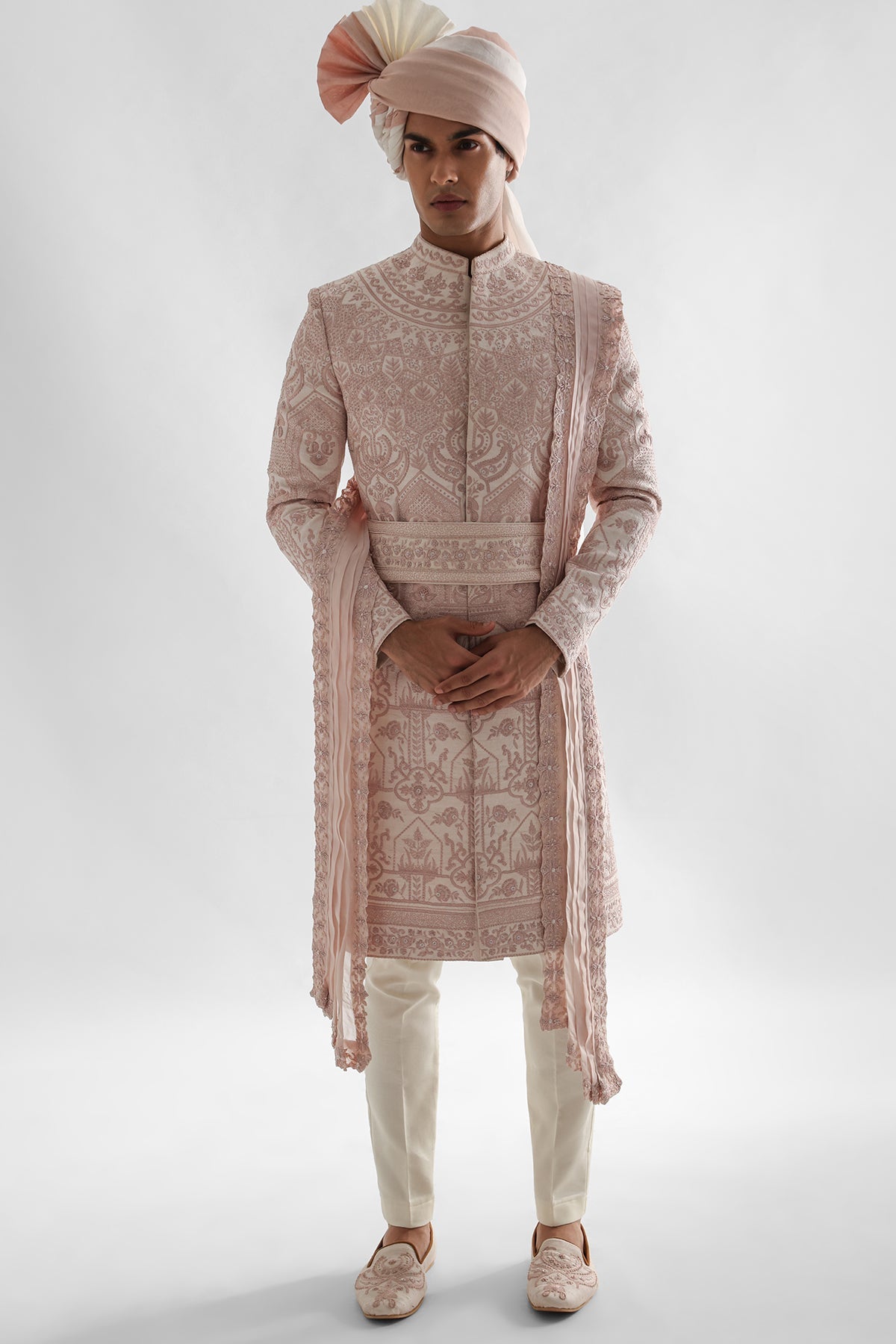 Buy Pink Moti Sequins Sherwani Set for men by Paarsh Atelier online available at scrollnshops