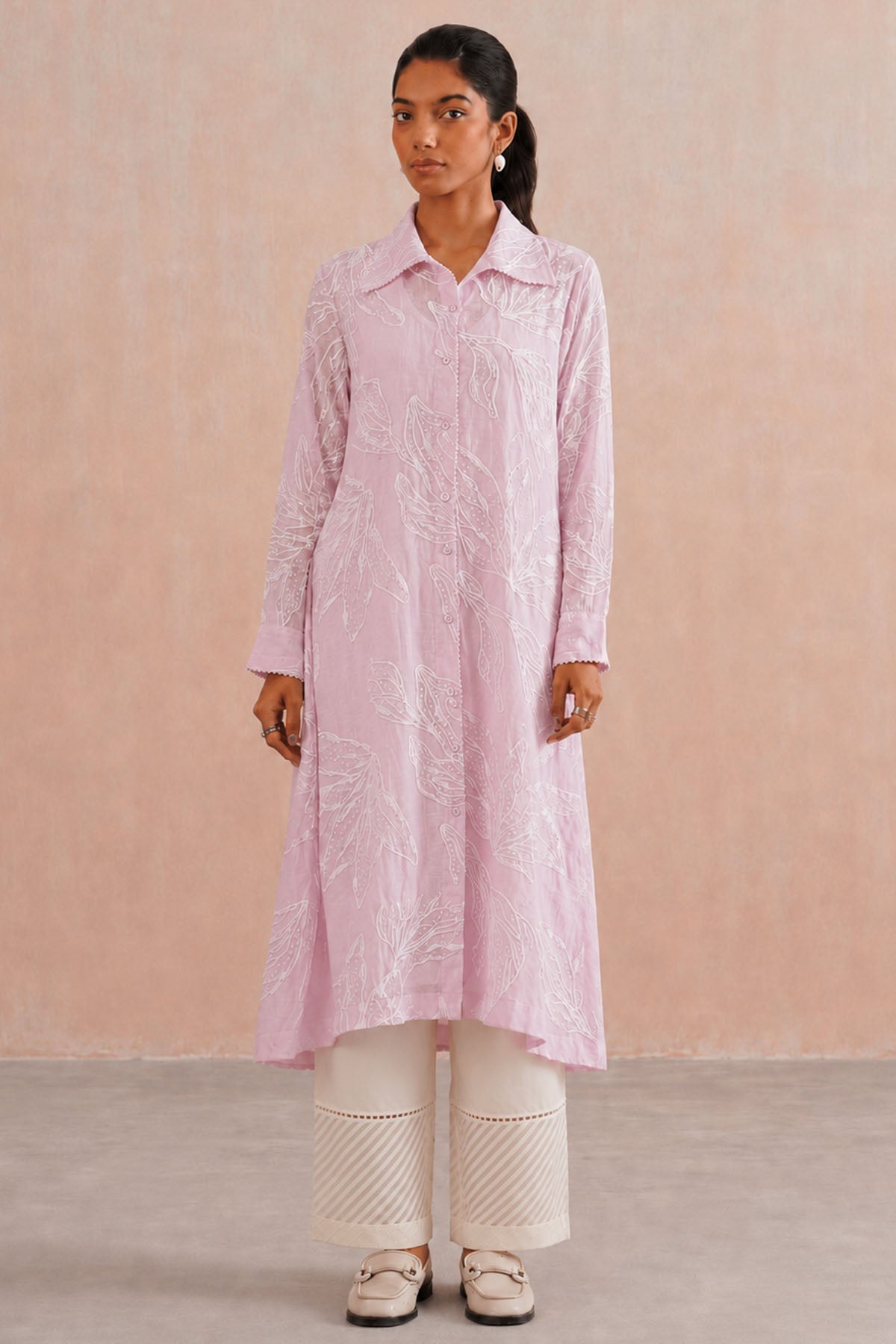 Buy Pink Mul Chanderi Kurta & Pants for women by Ugna by Unnati online available at scrollnshops