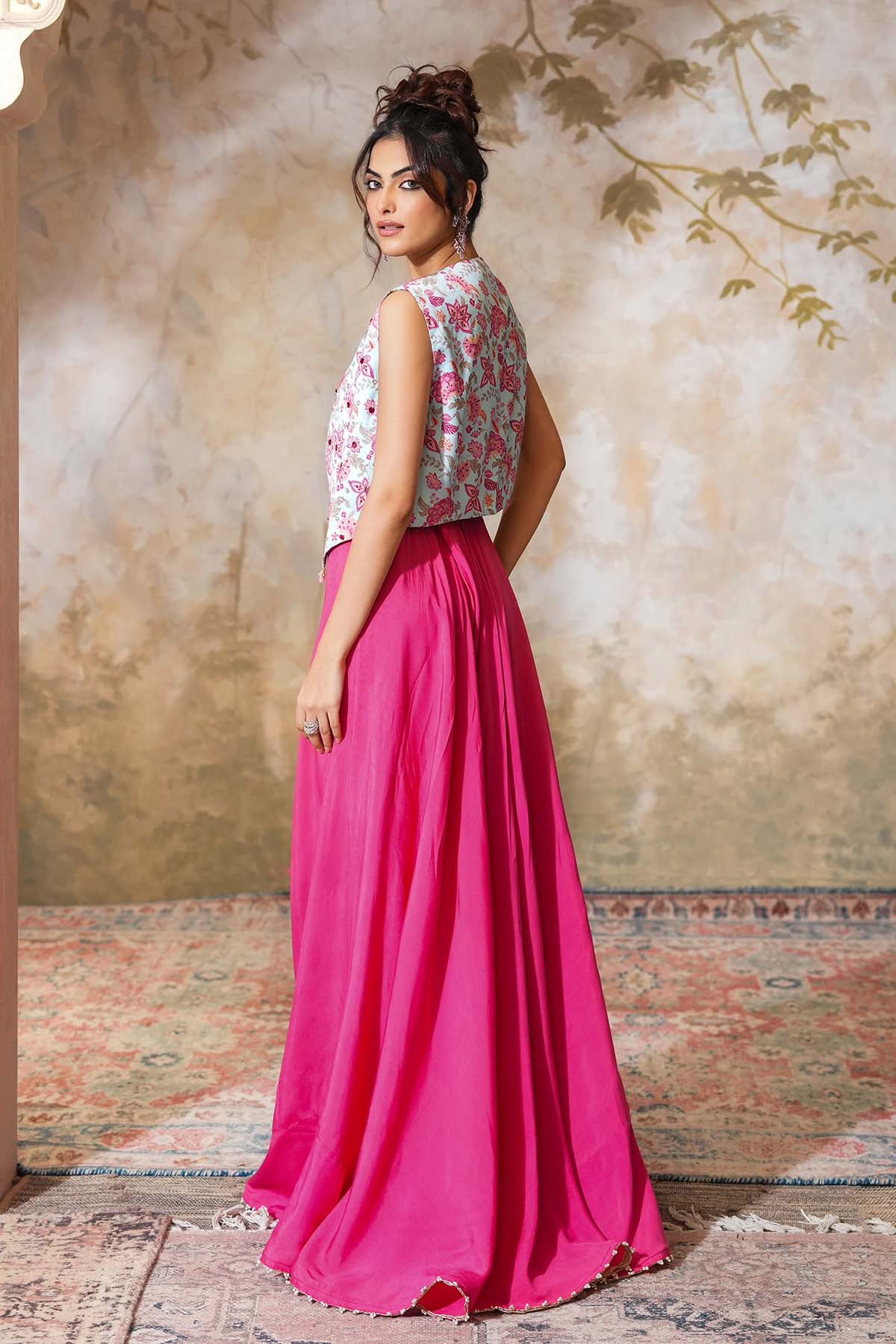 Pink Muslin Silk Co-ord Set