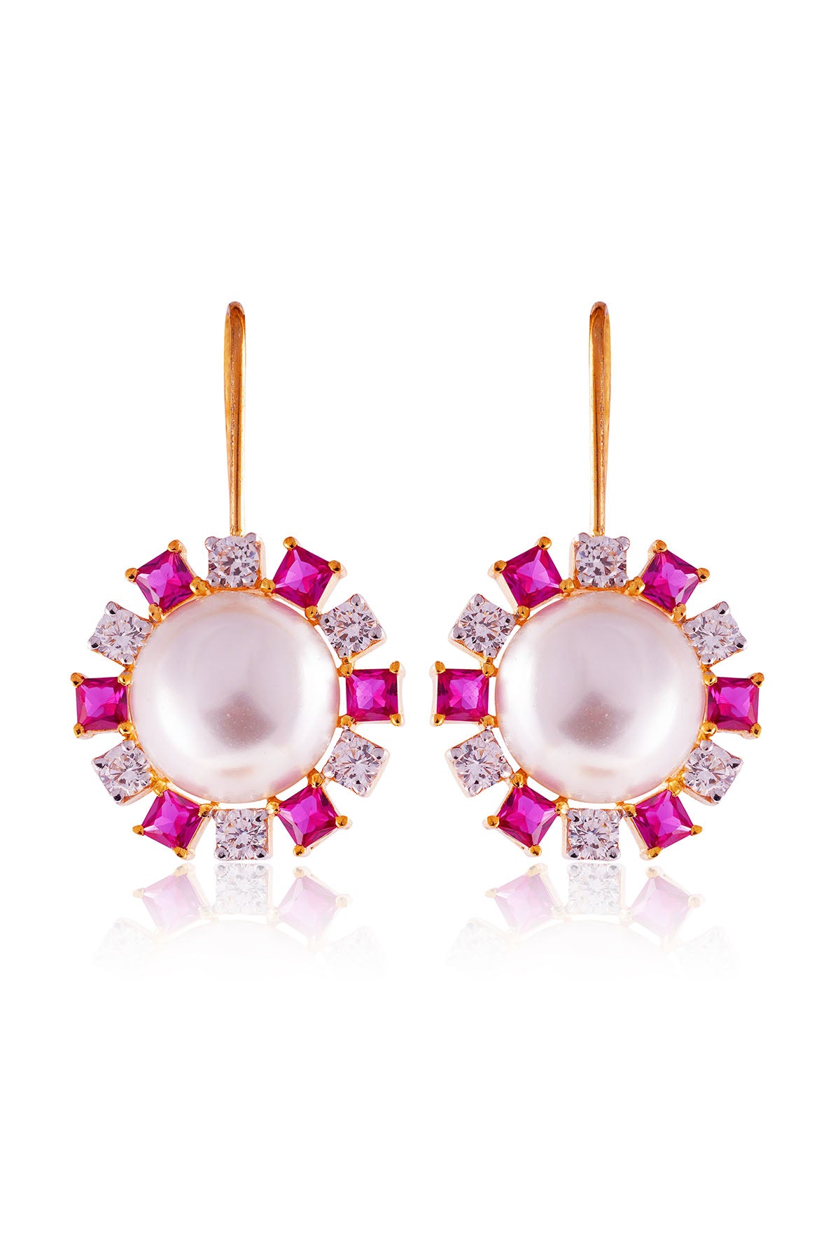 Pink Noor Pearl Drop Danglers