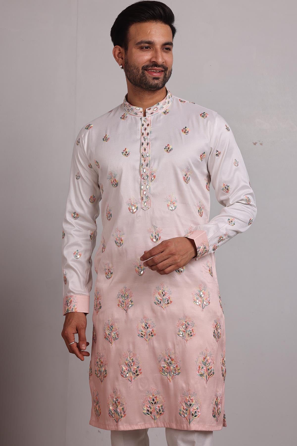 Pink Ombre Embroidered Kurta