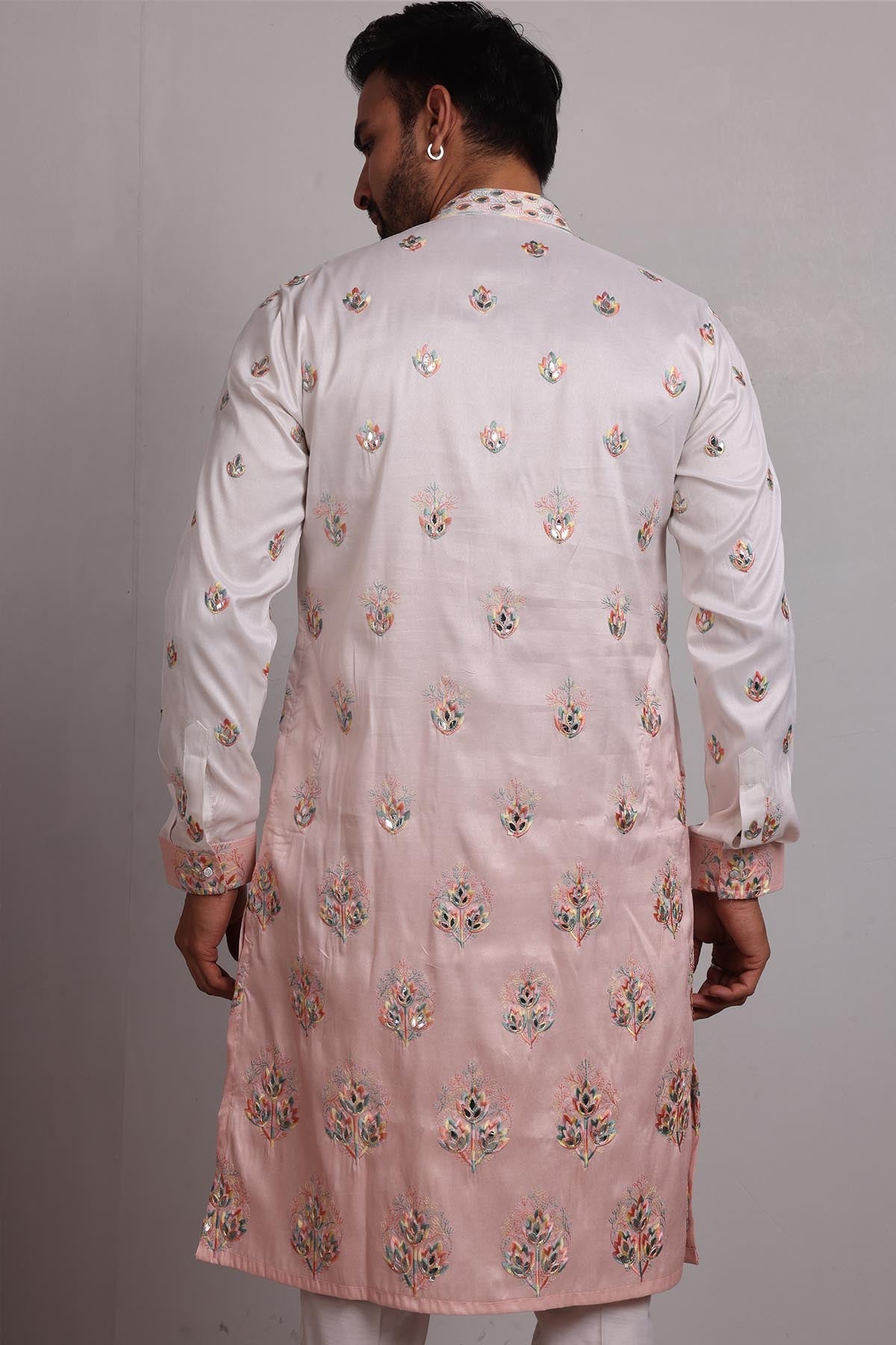 Pink Ombre Embroidered Kurta