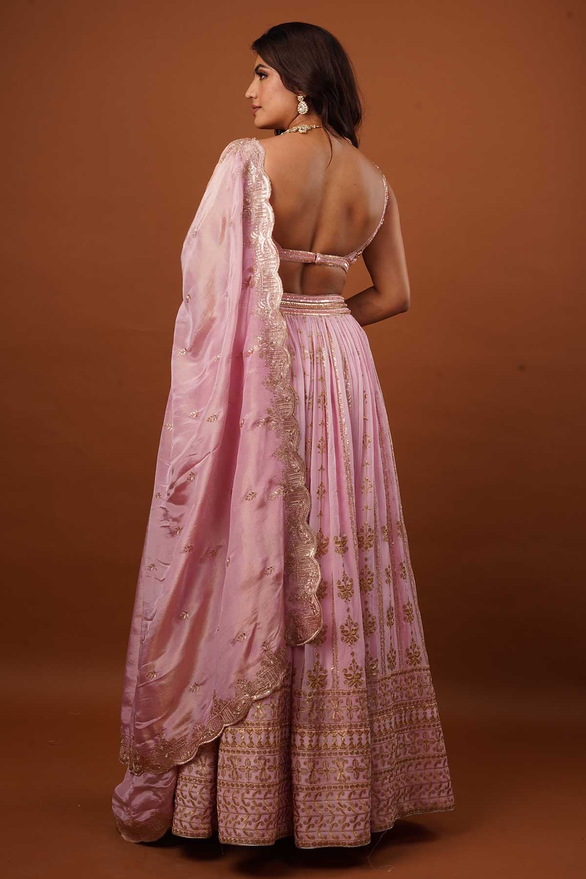 Pink Ombre Georgette Lehenga Set