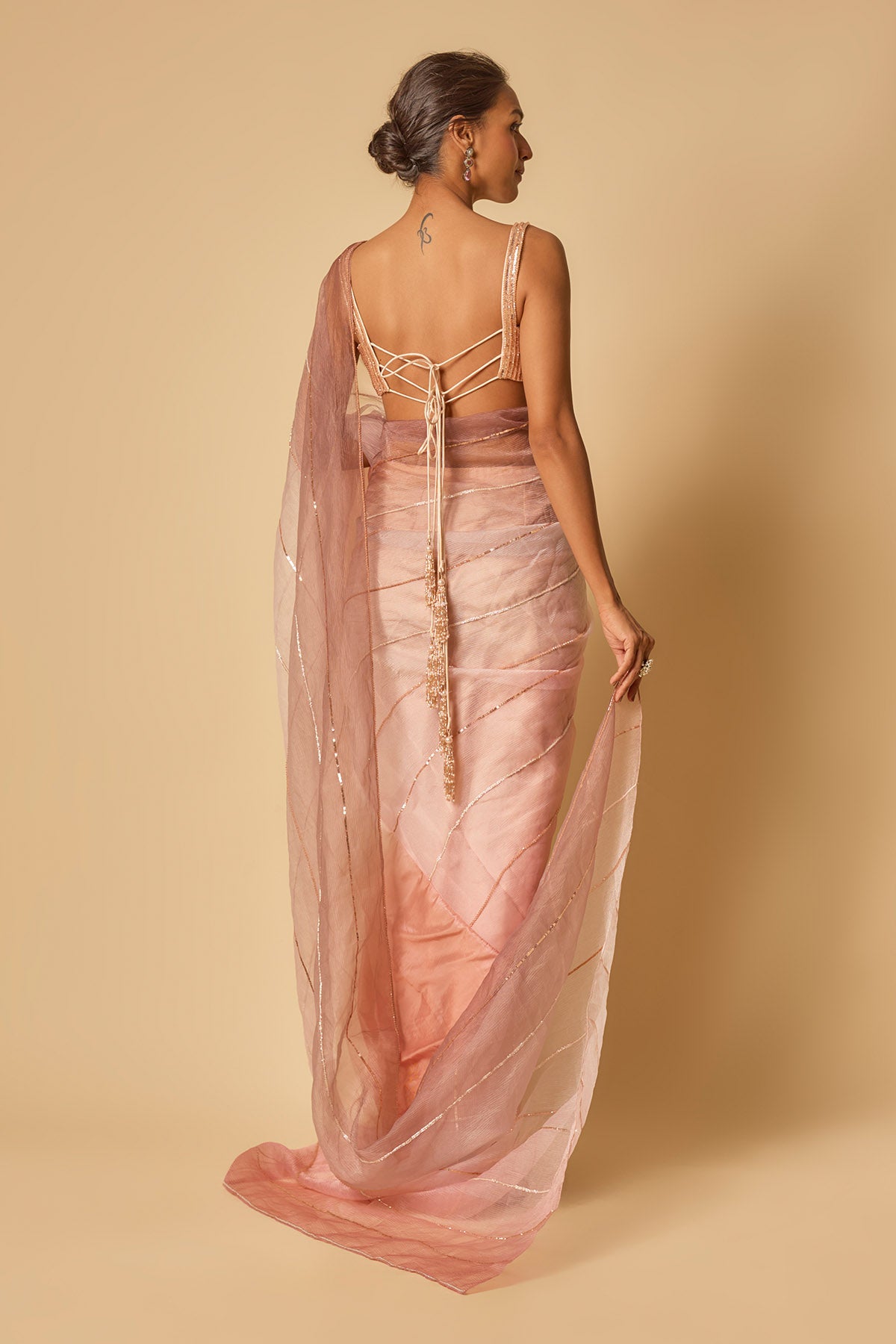 Pink Ombre Pre-Stitched Saree