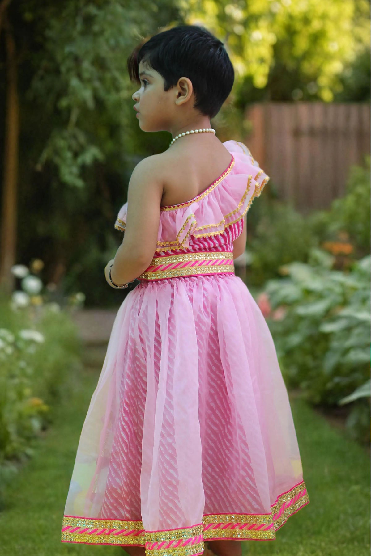 Pink One Shoulder Lehenga Set