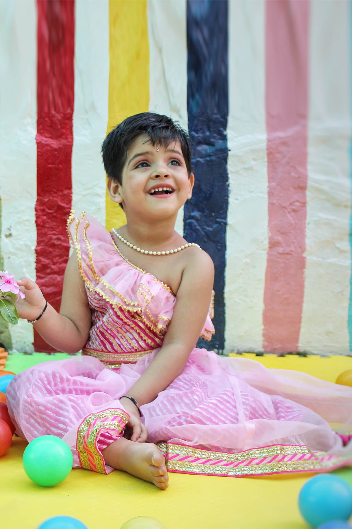 Pink One Shoulder Lehenga Set