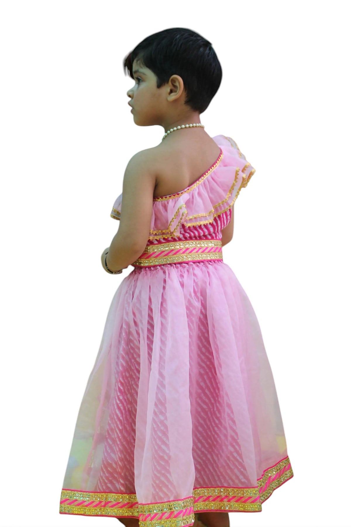 Pink One Shoulder Lehenga Set