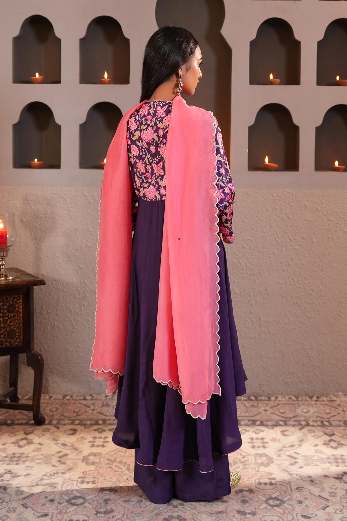 Pink Organza Sequins Dupatta