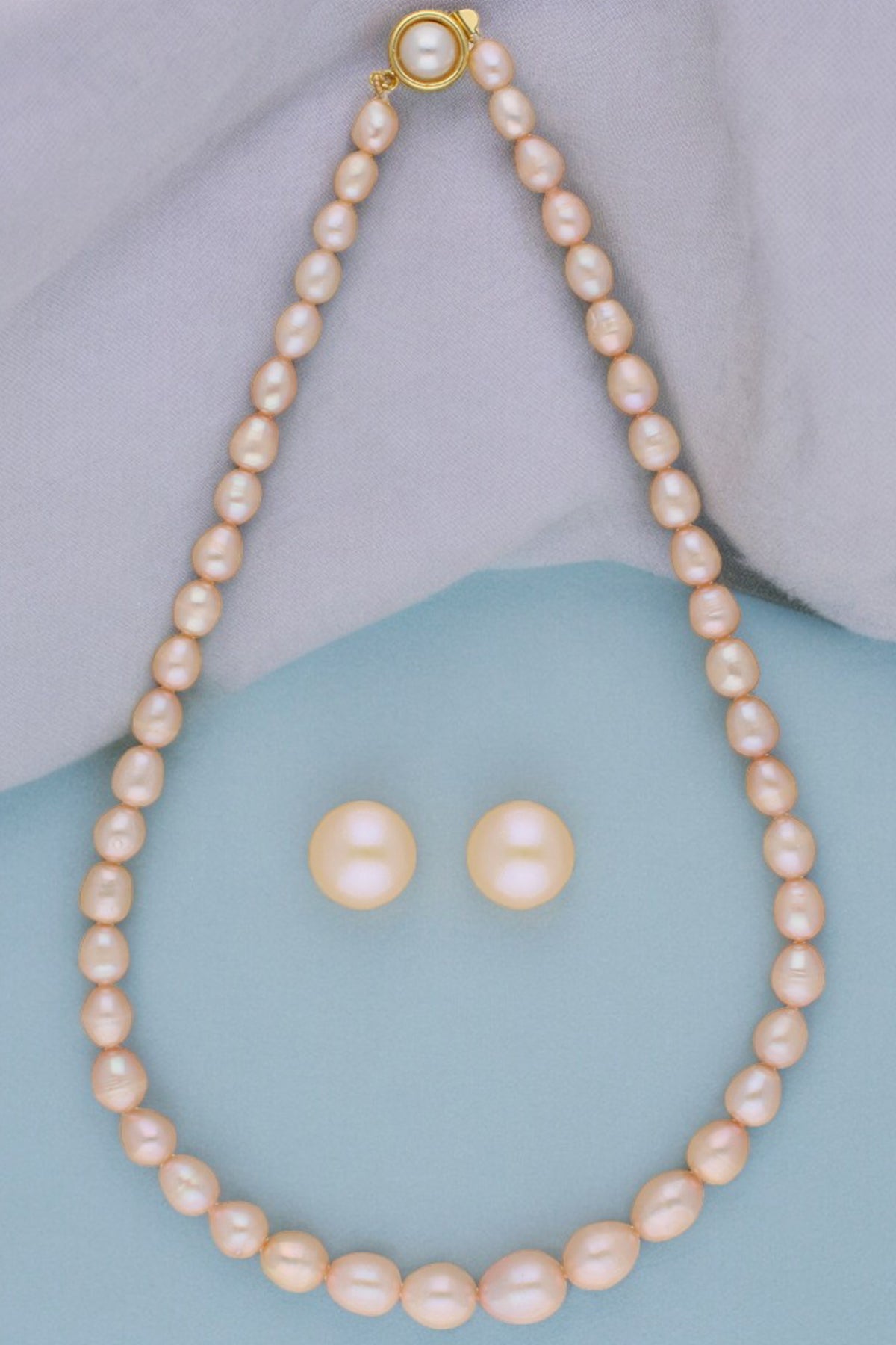Pink Oval Pearl Jewellery Set