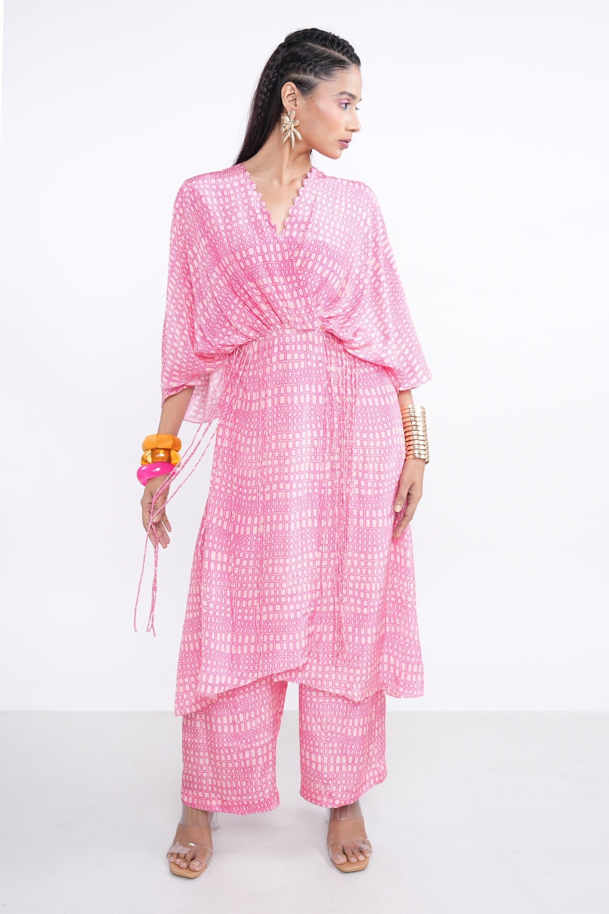 Buy Pink Overlap Kimono Kurta Set by Demira for women online at ScrollnShops