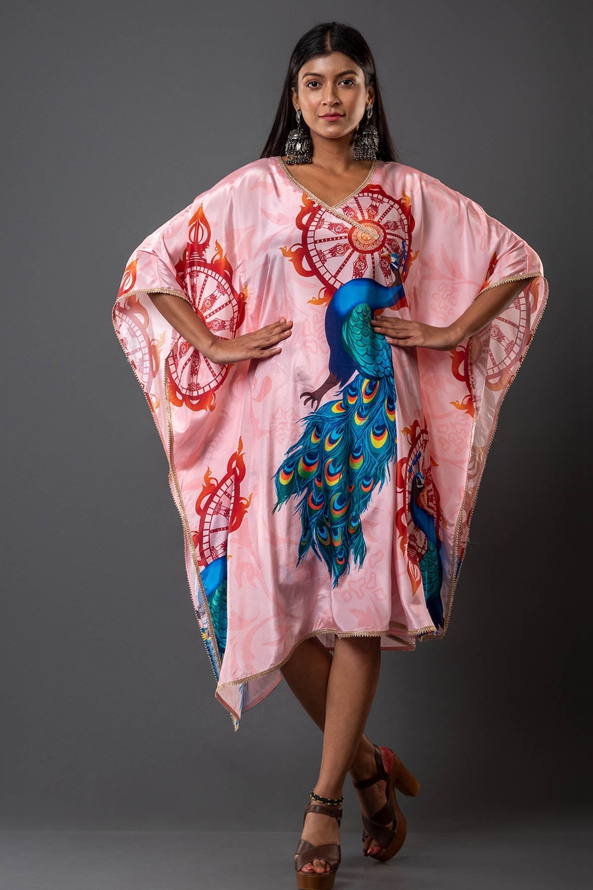 Buy Klothinn Pink Oversized Kaftan: Effortless Elegance for women At ScrollnShops