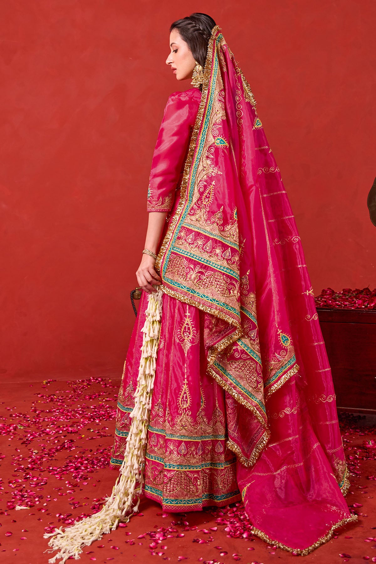 Pink Paisley Motif Lehenga Set