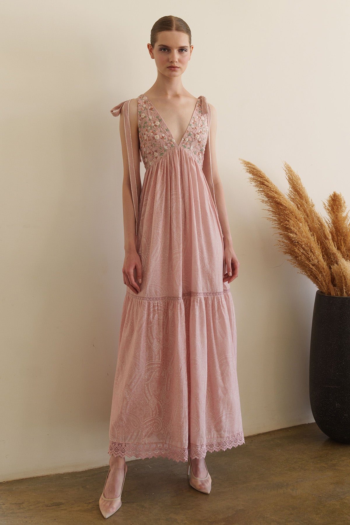 Pink Paisley Printed Maxi Dress