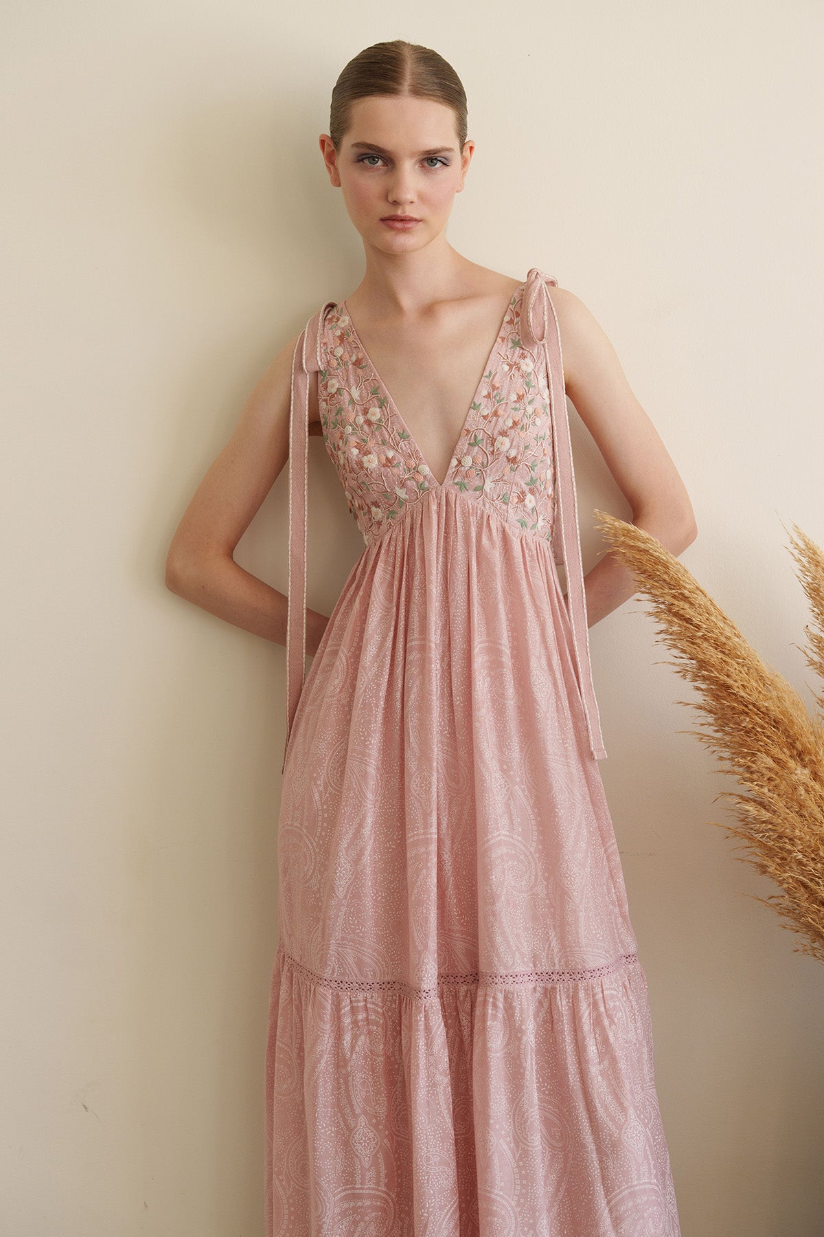 Pink Paisley Printed Maxi Dress