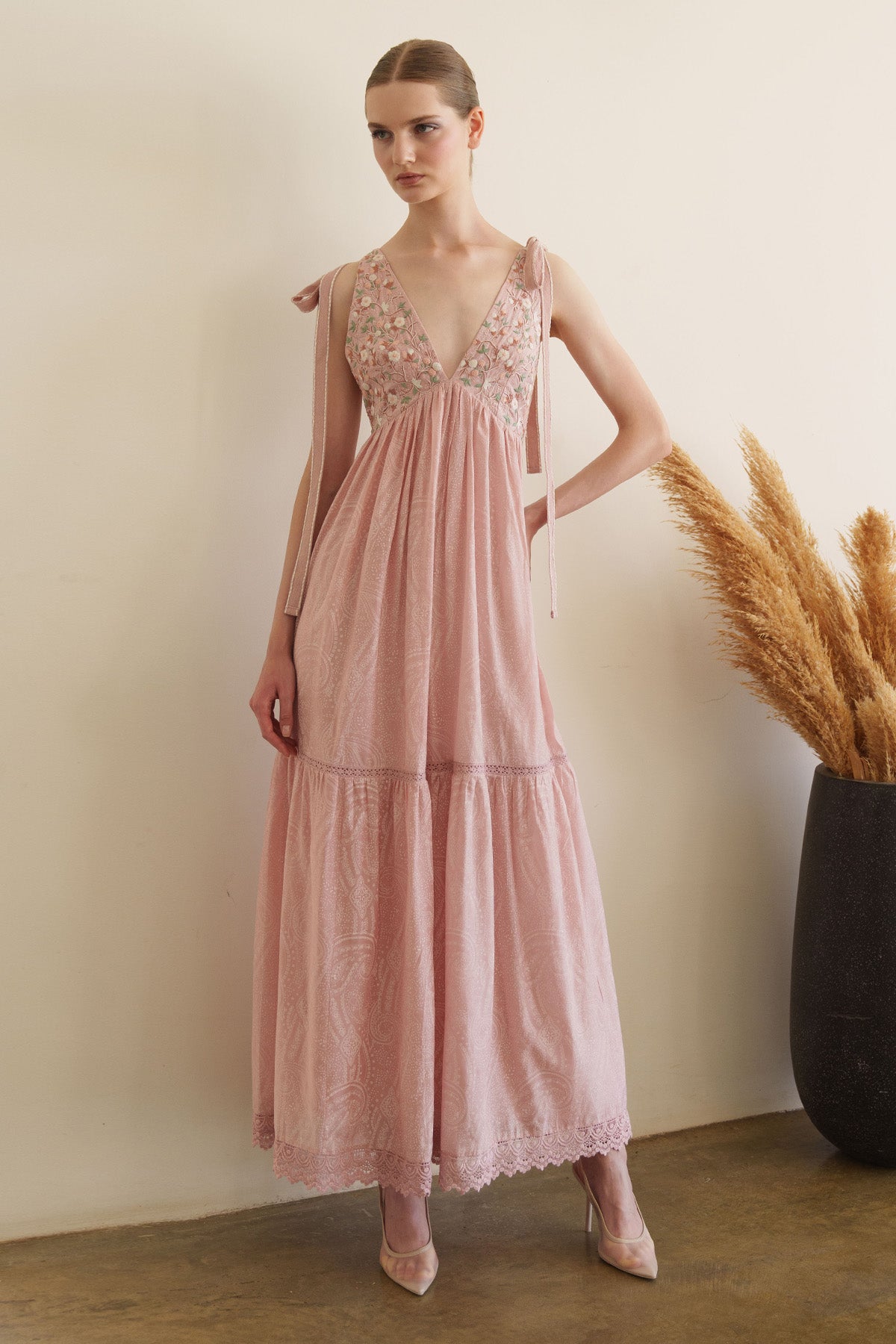 Buy Pink Paisley Printed Maxi Dress by Shruti Sancheti for women online at ScrollnShops