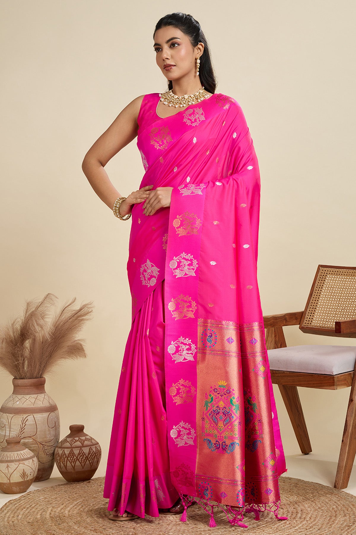 Pink Paithani Saree & Blouse