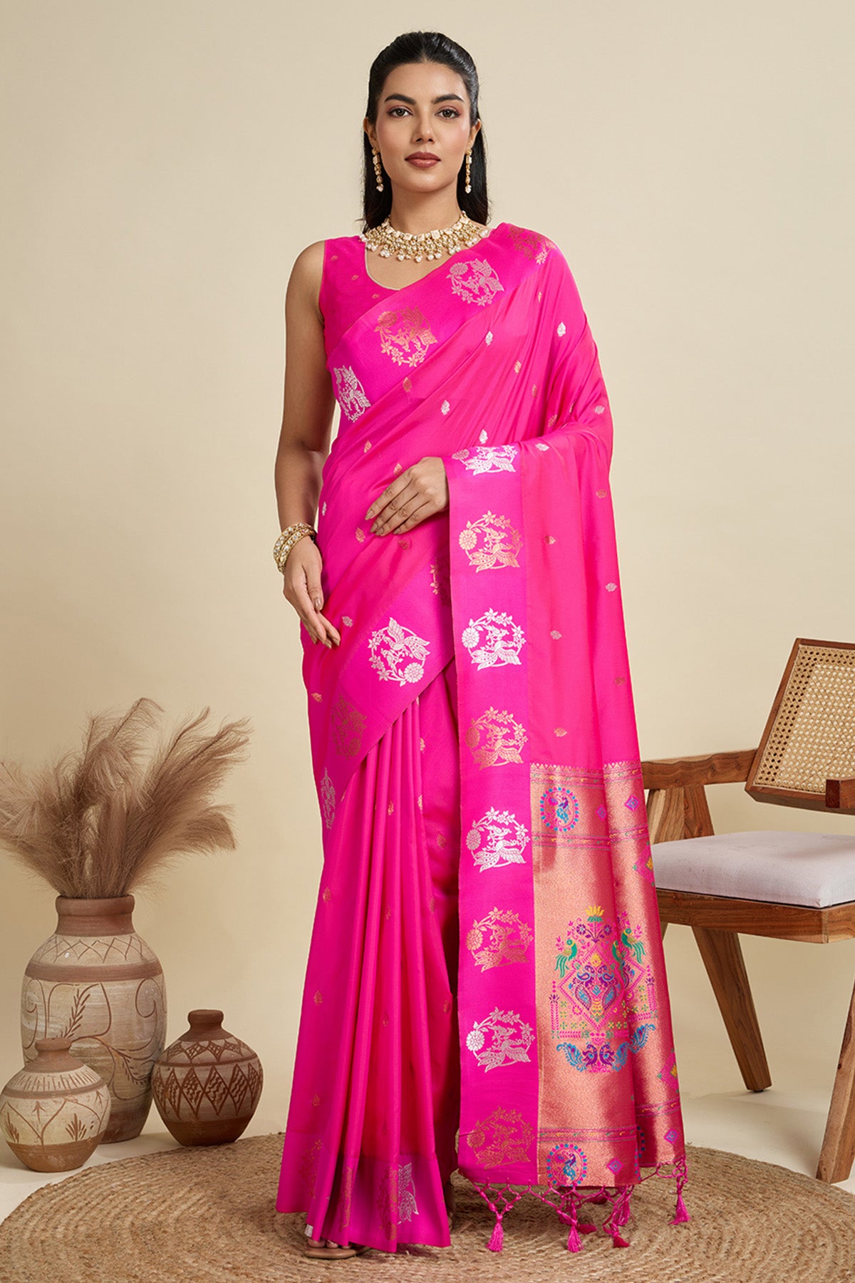 Pink Paithani Saree & Blouse