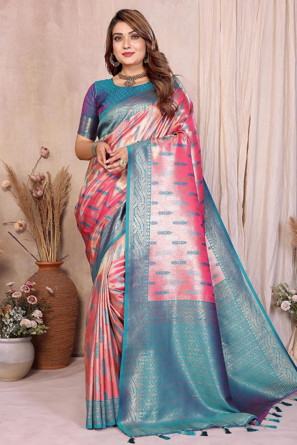 Buy Pink Paithani Woven Fancy Saree for women by Aastha Fashion online available at scrollnshops