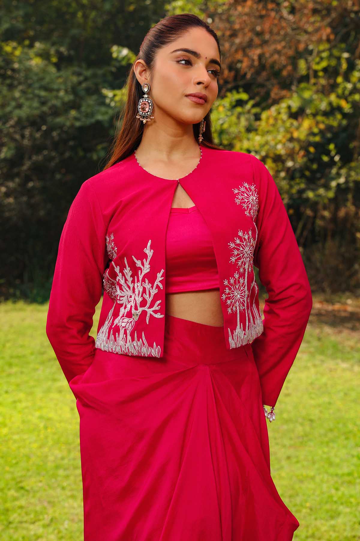 Pink Pearl Embroidered Skirt Set